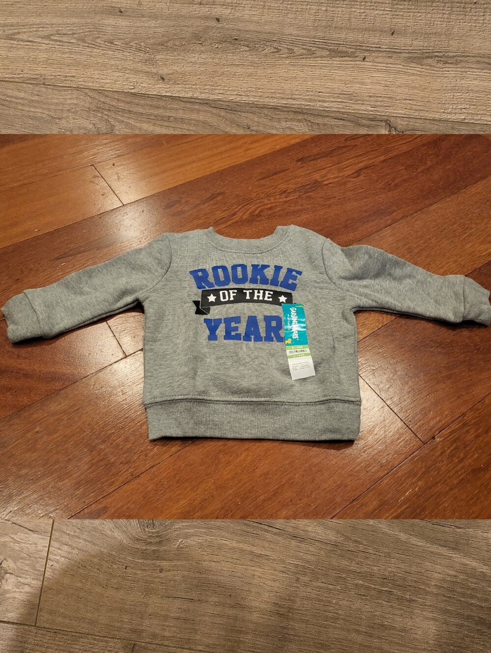 NWT Baby boy 'Rookie of the Year' football grey fleece sweatshirt size 6-9mos
